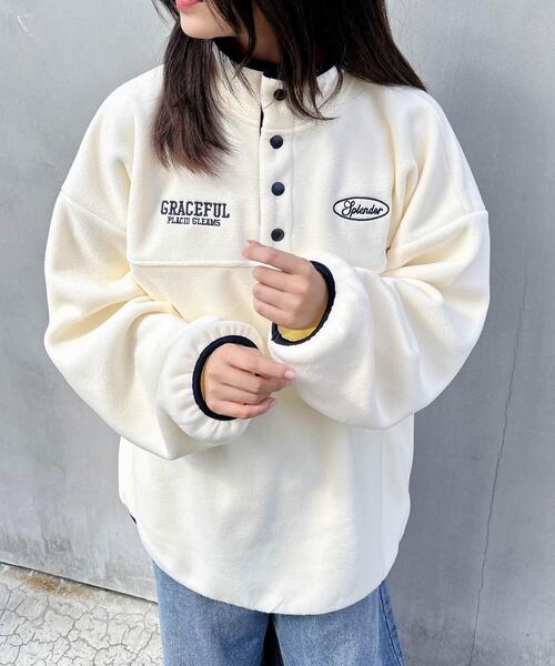 INGNI（イング）の「ハーフボタンフリースチュニック（その他トップス・レディース・ブルー/ホワイト系その他5/オレンジ/アイボリー系8・M）」の8枚目の写真