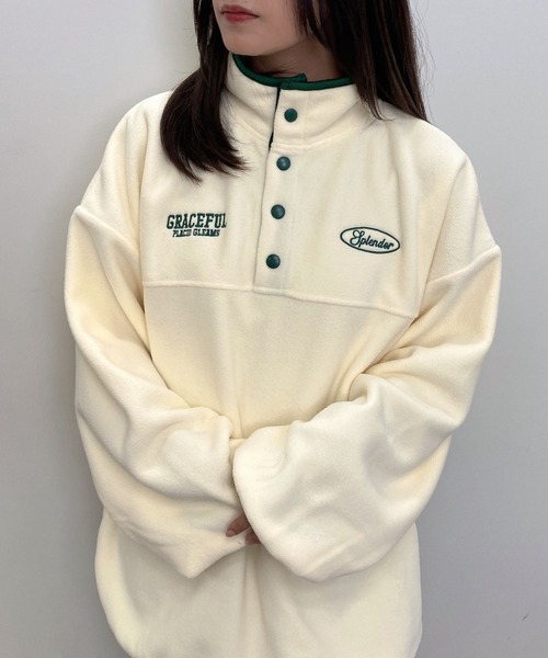 INGNI（イング）の「ハーフボタンフリースチュニック（その他トップス・レディース・ブルー/ホワイト系その他5/オレンジ/アイボリー系8・M）」の3枚目の写真