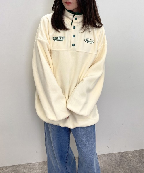 INGNI（イング）の「ハーフボタンフリースチュニック（その他トップス・レディース・ブルー/ホワイト系その他5/オレンジ/アイボリー系8・M）」の14枚目の写真