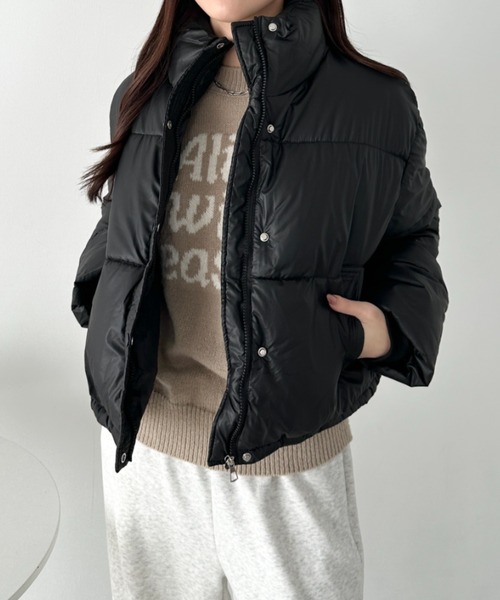 CLEA（クレア）の「マットショート丈スタンドカラーダウンブルゾン（ダウンジャケット/コート・レディース・ブラウン/アイボリー/ブラック/カーキ・FREE）」の20枚目の写真