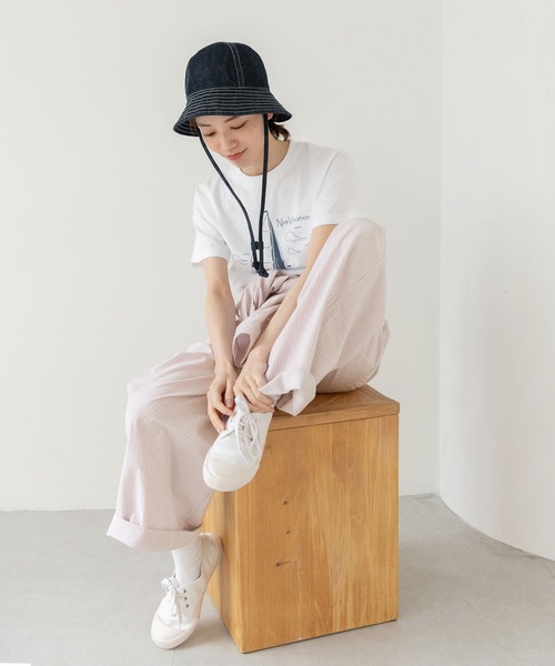 PAR ICI（パーリッシィ）の「わんこと休日Ｔシャツ（Tシャツ/カットソー・レディース・ホワイト/ネイビー・S/M）」の10枚目の写真