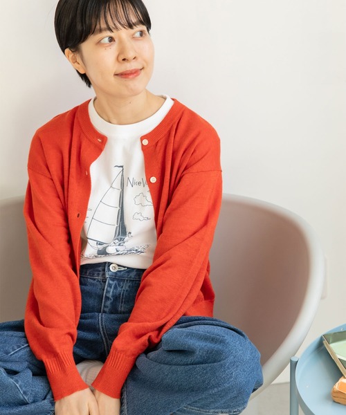 PAR ICI（パーリッシィ）の「わんこと休日Ｔシャツ（Tシャツ/カットソー・レディース・ホワイト/ネイビー・S/M）」の4枚目の写真