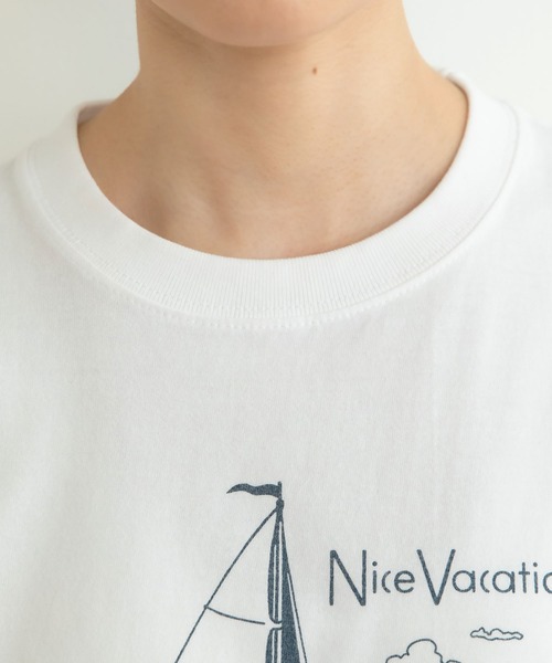 PAR ICI（パーリッシィ）の「わんこと休日Ｔシャツ（Tシャツ/カットソー・レディース・ホワイト/ネイビー・S/M）」の14枚目の写真