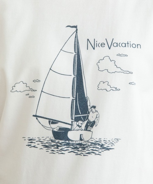 PAR ICI（パーリッシィ）の「わんこと休日Ｔシャツ（Tシャツ/カットソー・レディース・ホワイト/ネイビー・S/M）」の17枚目の写真