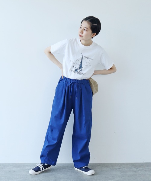 PAR ICI（パーリッシィ）の「わんこと休日Ｔシャツ（Tシャツ/カットソー・レディース・ホワイト/ネイビー・S/M）」の6枚目の写真