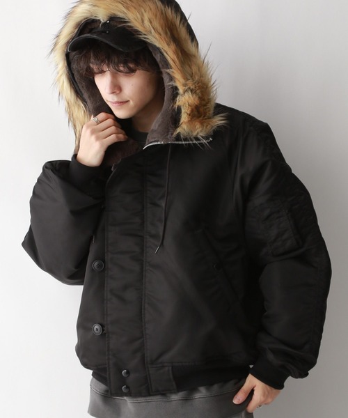 Y2K N2B OPIUM 短丈 フライト ボンバー ジャケット ファーフード7 opium N2B型cargo flight bomber jacket 短丈5