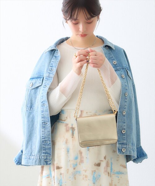 ニット セーター シアーリブニット レディース natural couture ニット セーター 袖口シアーリブニット