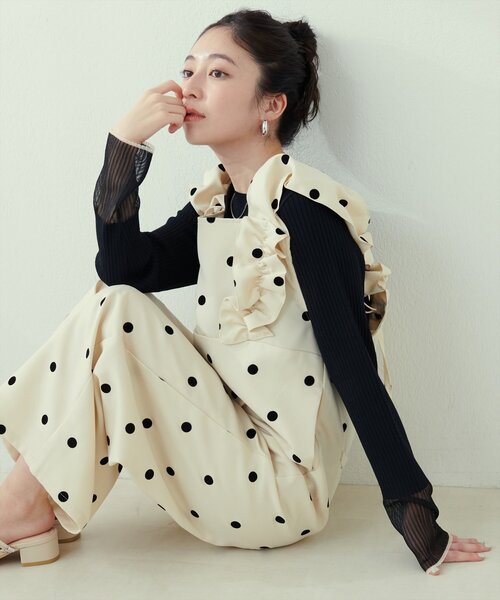 natural couture（ナチュラルクチュール）の「袖口シアーリブニット（ニット/セーター・レディース・ピンク/グレイッシュベージュ/ブラック/オフホワイト/グレー・FREE）」の2枚目の写真