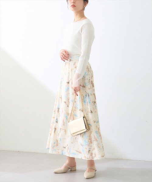 natural couture（ナチュラルクチュール）の「袖口シアーリブニット（ニット/セーター・レディース・ピンク/グレイッシュベージュ/ブラック/オフホワイト/グレー・FREE）」の22枚目の写真