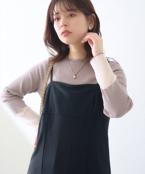 natural couture（ナチュラルクチュール）の「袖口シアーリブニット（ニット/セーター・レディース・ピンク/グレイッシュベージュ/ブラック/オフホワイト/グレー・FREE）」の15枚目の写真