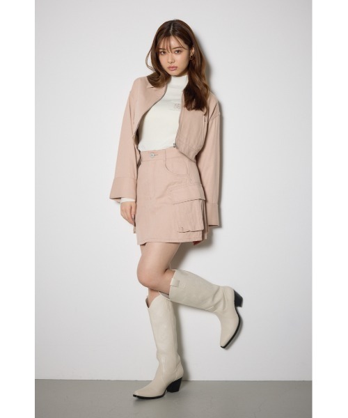 rienda（リエンダ）の「カーゴジャストウエストショートパンツスカート（デニムスカート・レディース・カーキ/ピンク・X-SMALL/SMALL/MEDIUM）」の4枚目の写真