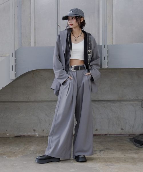 PAGEBOY（ページボーイ）の「ストライプMIXスラックス（スラックス・レディース・ブラック/グレー/グレイッシュベージュ・MEDIUM/SMALL）」の4枚目の写真