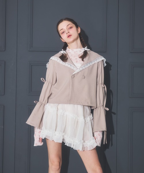 ジャケット・アウター CAPE RIBBON BLOUSE レースセーラー襟ジャケット（その他アウター）｜Lovilyn