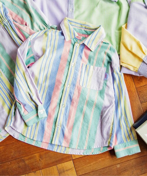 BREEZE（ブリーズ）の「【ジュニア対応】SPRING カラーストライプシャツ（シャツ/ブラウス・キッズ・ストライプ/レインボー・120/110/100/90/140/130/80）」の2枚目の写真