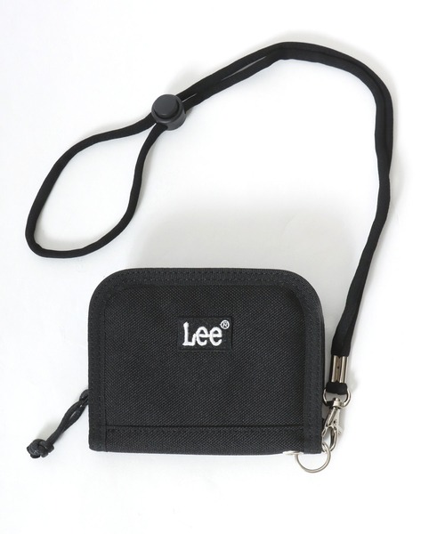 Lee(リー)の「Lee/リー ロゴ ワンポイント刺繍 ラウンドファスナー ウォレット ネックストラップ付き/財布二つ折り/レディース メンズ(財布・レディース・ブラック×ブルー/ブラック×グリーン/ブラック×ブラック/ブラック×レッド・FREE)」の2枚目の写真