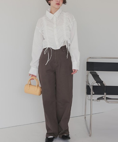 titivate(ティティベイト)の「シャーリングショートシャツ(シャツ/ブラウス・レディース・オフホワイト/ブルー/ブルー系その他・M)」の22枚目の写真
