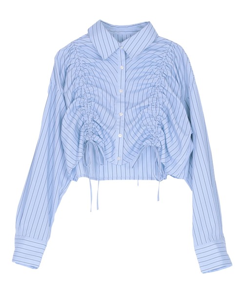 titivate(ティティベイト)の「シャーリングショートシャツ(シャツ/ブラウス・レディース・オフホワイト/ブルー/ブルー系その他・M)」の19枚目の写真