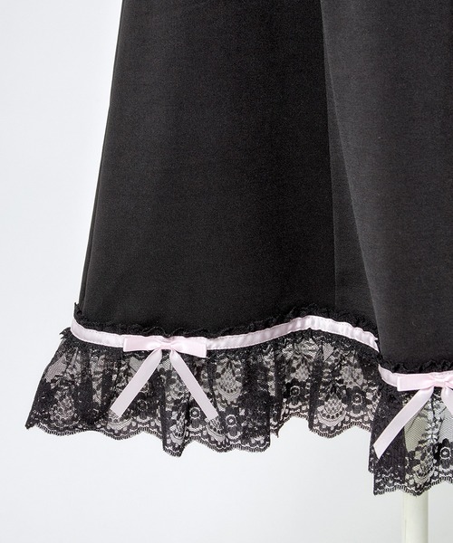 Lace trimming hoodie sleeveless long one piece（ワンピース 