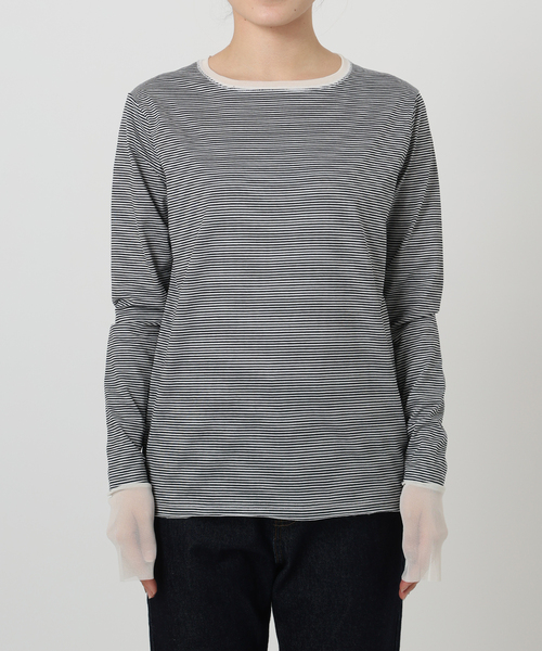 SLOBE IENA（スローブイエナ）の「《追加11》レイヤードスリーブロンTEE（Tシャツ/カットソー・レディース・ホワイト/ブラック系その他/ブルー系その他・FREE）」の18枚目の写真