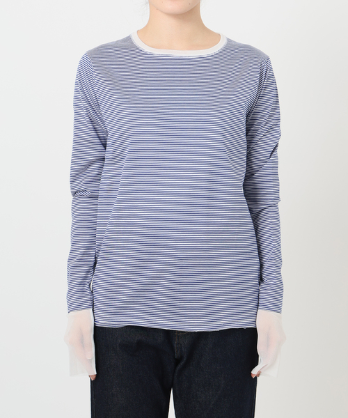 SLOBE IENA（スローブイエナ）の「《追加11》レイヤードスリーブロンTEE（Tシャツ/カットソー・レディース・ホワイト/ブラック系その他/ブルー系その他・FREE）」の11枚目の写真