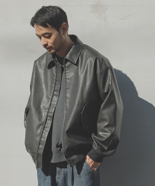 BAYFLOW(ベイフロー)の「フェイクレザーA2ブルゾン(ブルゾン・メンズ・ブラウン/ブラック・MEDIUM/LARGE)」の3枚目の写真