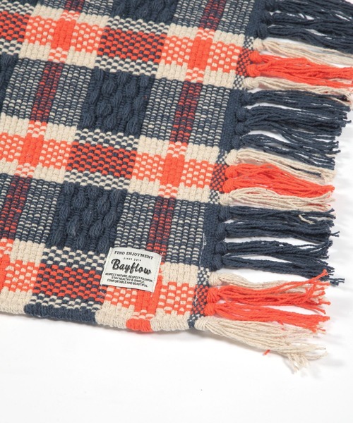 BAYFLOW（ベイフロー）の「BFチェックラグマット45×70（ラグ/マット・レディース・オレンジ/ブルー・0）」の6枚目の写真