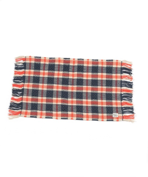 BAYFLOW（ベイフロー）の「BFチェックラグマット45×70（ラグ/マット・レディース・オレンジ/ブルー・0）」の4枚目の写真
