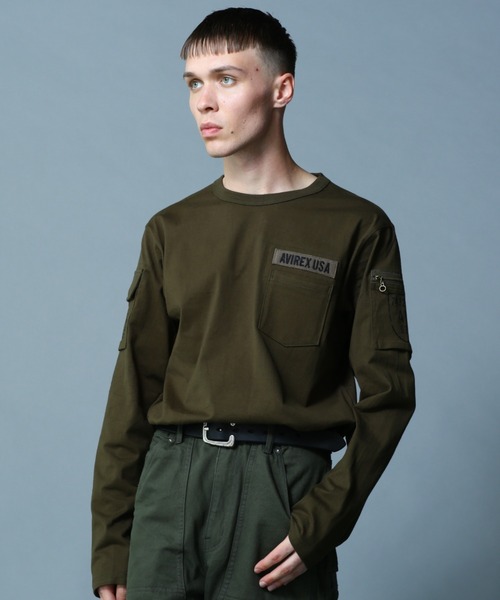 AVIREX(アヴィレックス)の「LONG SLEEVE FATIGUE CREW NECK T-SHIRT / ファティーグ クルーネック 長袖 Tシャツ / AVIREX / アヴィレックス(Tシャツ/カットソー・メンズ・ホワイト系その他/ホワイト/ネイビー/オリーブ/ブラック系その他・X-LARGE/MEDIUM/XX-LARGE/LARGE)」の5枚目の写真