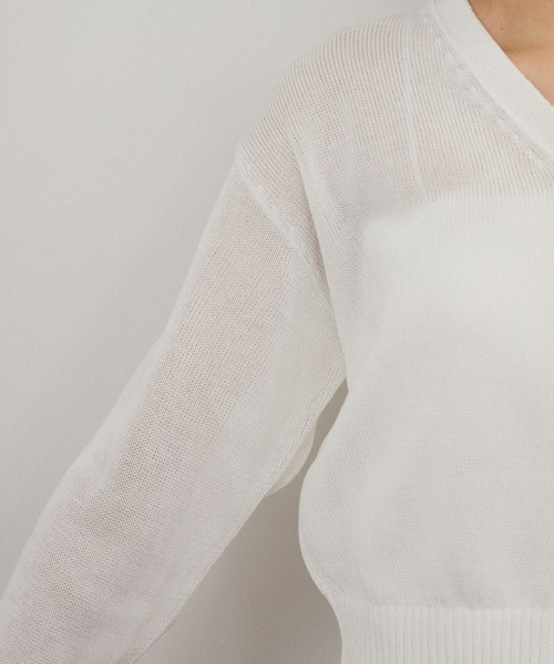 SALON adam et rope'（サロン アダム エ ロペ）の「ドライコットンメタル釦浅Vネックカーディガン（カーディガン/ボレロ・レディース・ホワイト/ブラック/イエロー系その他3・FREE）」の20枚目の写真