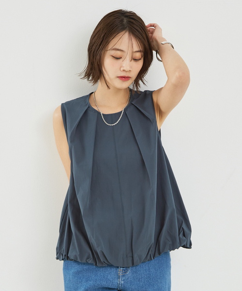 abahouse mavie（アバハウスマヴィ）の「【セットアップ対応】ノースリバルーンブラウス（シャツ/ブラウス・レディース・アイボリー/ブラック/ダークグリーン・フリー）」の3枚目の写真