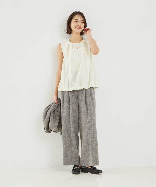 abahouse mavie（アバハウスマヴィ）の「【セットアップ対応】ノースリバルーンブラウス（シャツ/ブラウス・レディース・アイボリー/ブラック/ダークグリーン・フリー）」の5枚目の写真