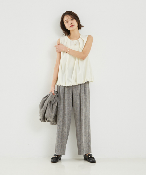 abahouse mavie（アバハウスマヴィ）の「【セットアップ対応】ノースリバルーンブラウス（シャツ/ブラウス・レディース・アイボリー/ブラック/ダークグリーン・フリー）」の6枚目の写真