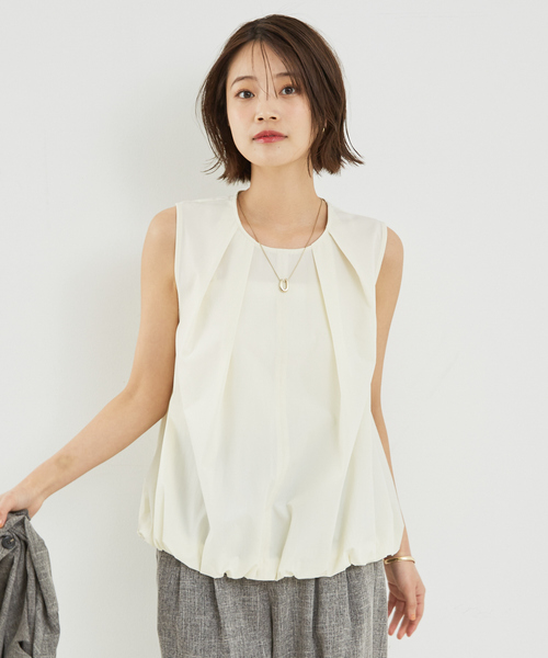 abahouse mavie（アバハウスマヴィ）の「【セットアップ対応】ノースリバルーンブラウス（シャツ/ブラウス・レディース・アイボリー/ブラック/ダークグリーン・フリー）」の8枚目の写真