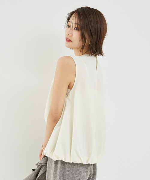 abahouse mavie（アバハウスマヴィ）の「【セットアップ対応】ノースリバルーンブラウス（シャツ/ブラウス・レディース・アイボリー/ブラック/ダークグリーン・フリー）」の9枚目の写真