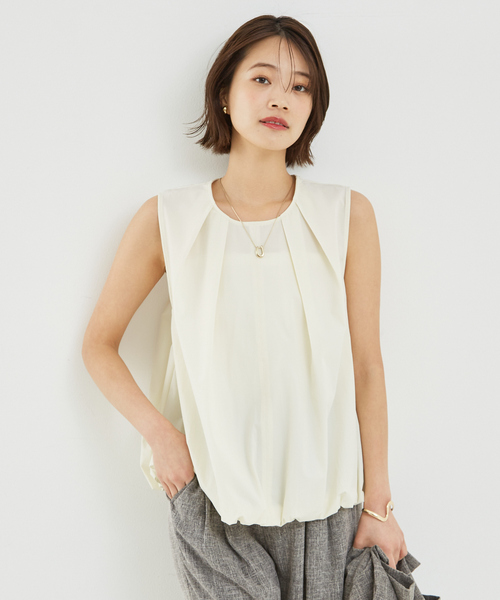abahouse mavie（アバハウスマヴィ）の「【セットアップ対応】ノースリバルーンブラウス（シャツ/ブラウス・レディース・アイボリー/ブラック/ダークグリーン・フリー）」の11枚目の写真