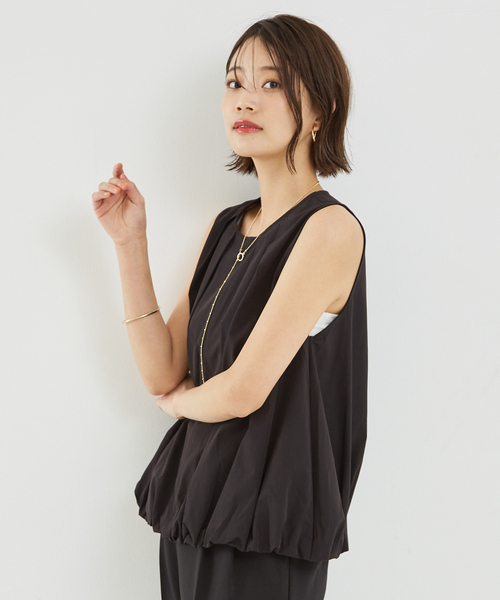 abahouse mavie（アバハウスマヴィ）の「【セットアップ対応】ノースリバルーンブラウス（シャツ/ブラウス・レディース・アイボリー/ブラック/ダークグリーン・フリー）」の15枚目の写真