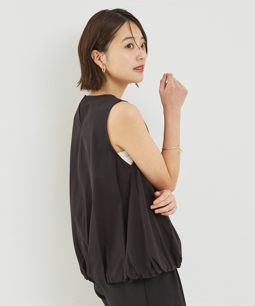 abahouse mavie（アバハウスマヴィ）の「【セットアップ対応】ノースリバルーンブラウス（シャツ/ブラウス・レディース・アイボリー/ブラック/ダークグリーン・フリー）」の16枚目の写真
