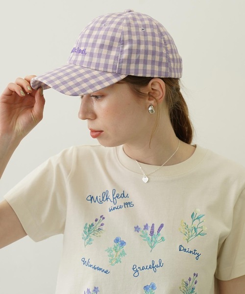 MILKFED.（ミルクフェド）の「GINGHAM LOGO CAP（キャップ・レディース・ライトパープル/ベージュ/ブラック・ONE SIZE）」の17枚目の写真