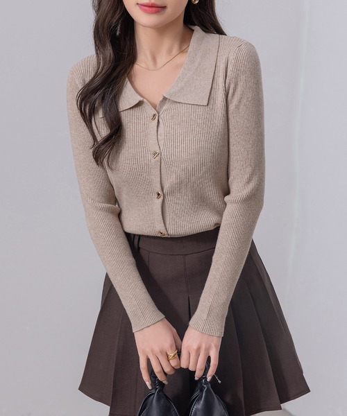 DAY CLOSET(デイ クローゼット)の「レディース 長袖マンテルボタンポロリブニットカーディガン(カーディガン/ボレロ・レディース・ブラック/アイボリー/オートミール/ベージュ/オリーブ・FREE)」の13枚目の写真