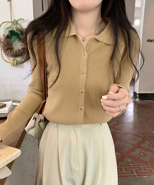 DAY CLOSET(デイ クローゼット)の「レディース 長袖マンテルボタンポロリブニットカーディガン(カーディガン/ボレロ・レディース・ブラック/アイボリー/オートミール/ベージュ/オリーブ・FREE)」の10枚目の写真