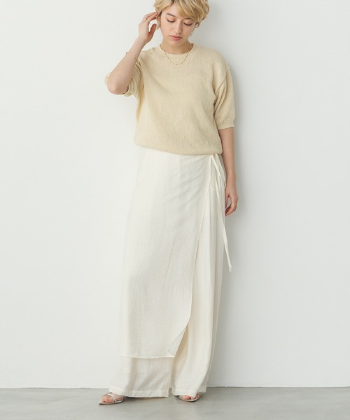 hunch（ハンチ）の「ワッシャーサテン レイヤードスカートパンツ（その他パンツ・レディース・アイボリー/ブラック/セージグリーン・FREE）」の16枚目の写真