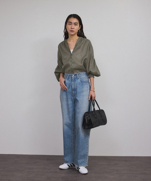 SALON adam et rope'（サロン アダム エ ロペ）の「リネンスキッパーギャザーブラウス［GENTLE LINEN］（シャツ/ブラウス・レディース・ブルー/グレー/ホワイト/グレー系その他/ブラック・FREE）」の21枚目の写真