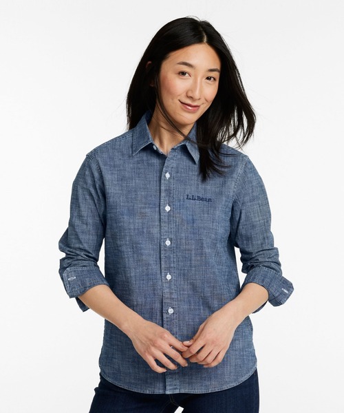 L.L.Bean(エルエルビーン)の「コンフォート・ストレッチ・シャンブレー・シャツ、長袖 ジャパン・フィット(シャツ/ブラウス・レディース・ダークインディゴブルー/インディゴブルー/ホワイト・SMALL/MEDIUM)」の5枚目の写真