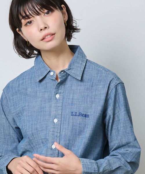 L.L.Bean(エルエルビーン)の「コンフォート・ストレッチ・シャンブレー・シャツ、長袖 ジャパン・フィット(シャツ/ブラウス・レディース・ダークインディゴブルー/インディゴブルー/ホワイト・SMALL/MEDIUM)」の4枚目の写真