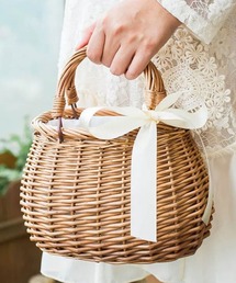 florist | パールorリボンアレンジカゴバッグ（巾着付き）/ 浴衣バッグ/ ミニバスケット(かごバッグ)