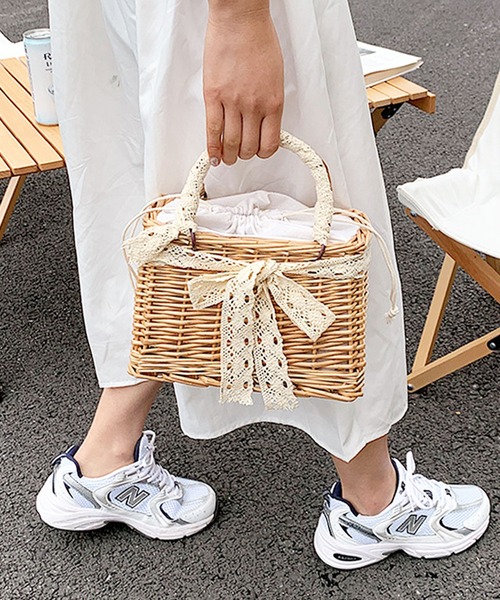 florist（フローリスト）の「パールorリボンアレンジカゴバッグ（巾着付き）/ 浴衣バッグ/ ミニバスケット（かごバッグ・レディース・ベージュ系3/ベージュ系2/ベージュ系4/ベージュ系1・FREE）」の17枚目の写真