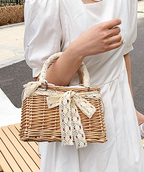 florist（フローリスト）の「パールorリボンアレンジカゴバッグ（巾着付き）/ 浴衣バッグ/ ミニバスケット（かごバッグ・レディース・ベージュ系3/ベージュ系2/ベージュ系4/ベージュ系1・FREE）」の16枚目の写真