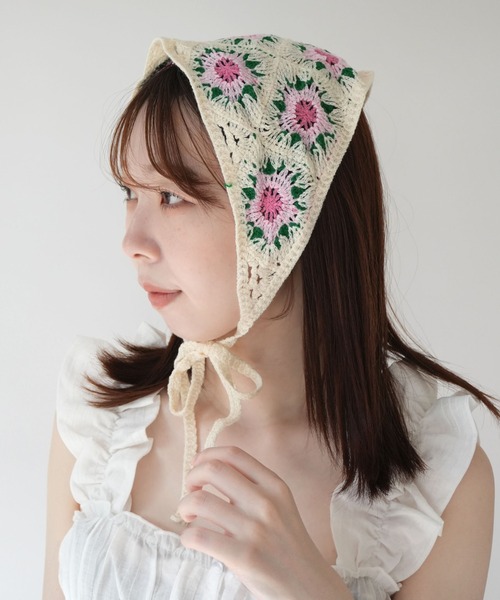 セール】【 Port / ポート 】 フラワー クロシェ ヘッドスカーフ