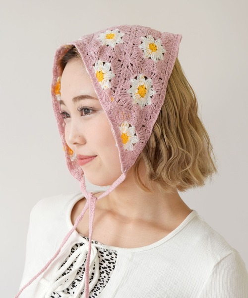 今だけお値下げ中⭐︎BAREN花柄刺繍スカーフハット　ベージュ/黒　Mサイズ完売品 闘病中でもお洒落に！快適＆軽量でアレンジ自在！ウィッグ付きスカーフ