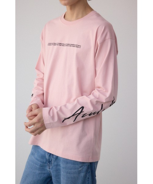 AZUL by moussy（アズールバイマウジー）の「AZULBYMOUSSYロゴ長袖Tシャツ（Tシャツ/カットソー・メンズ・ホワイト/ライトピンク/ブラック・SMALL/MEDIUM/LARGE）」の3枚目の写真